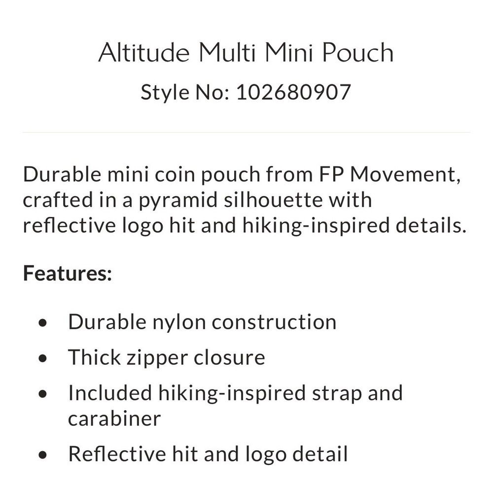 FP Movement Altitude Multi Mini Pouch Black Wallet hiking sporty New NWT Outdoor - Picture 3 of 4